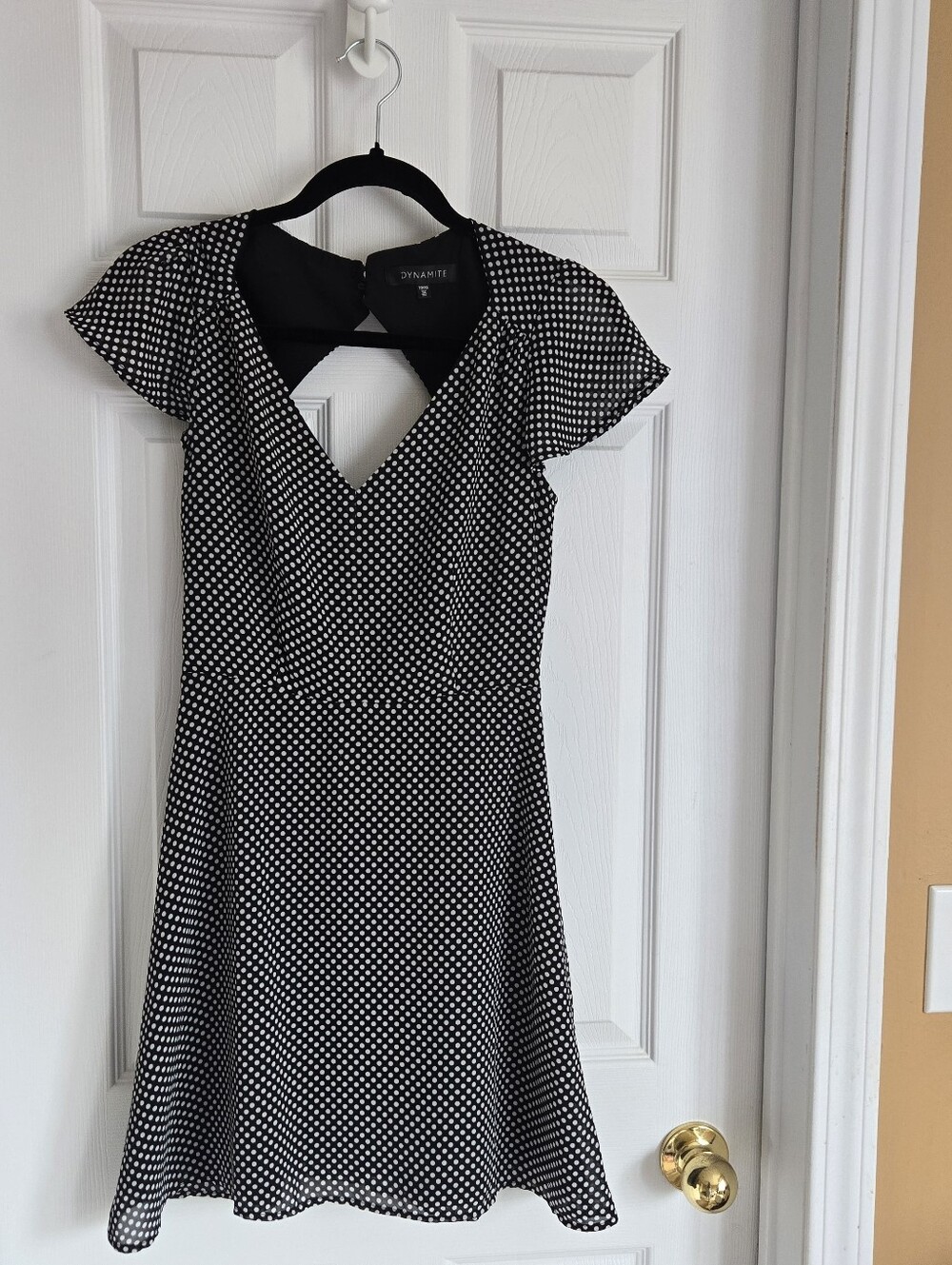 Dynamite Black And White Polka Dot Chiffon Dress In Size Xs